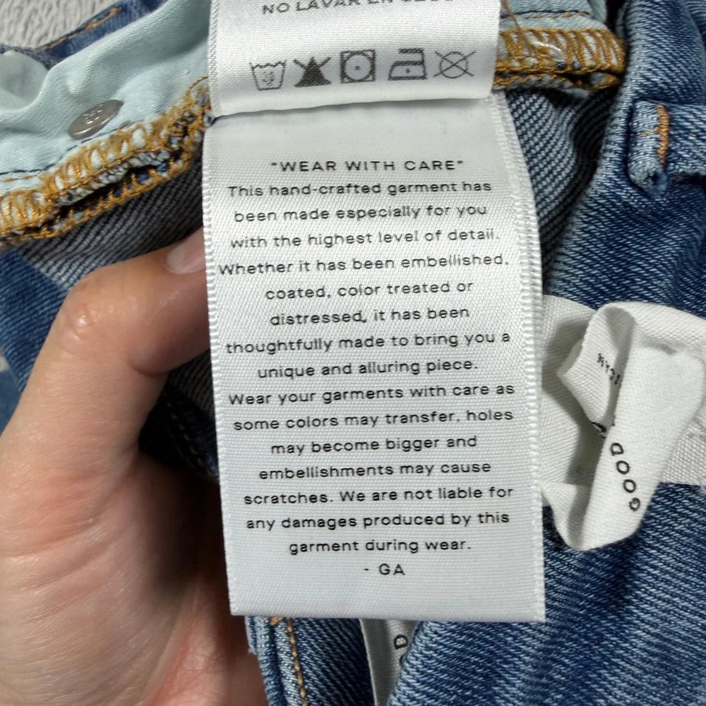 Good American Good Legs Flare Jeans Women 0/25 Blue Mid Rise Distressed NWT
